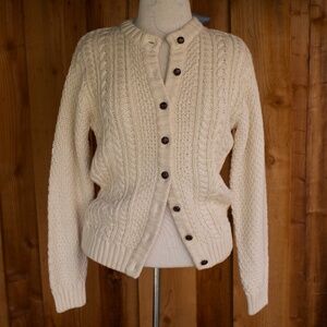 Vintage Lydia Jane Ivory Knitted Button Down Cardigan Sweater Size S/M